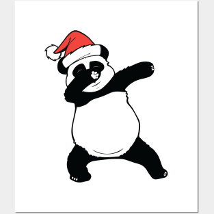 Panda Christmas Santa Hat Dabbing Panda Posters and Art